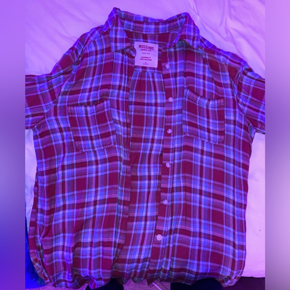red and blue mossimo flannel
